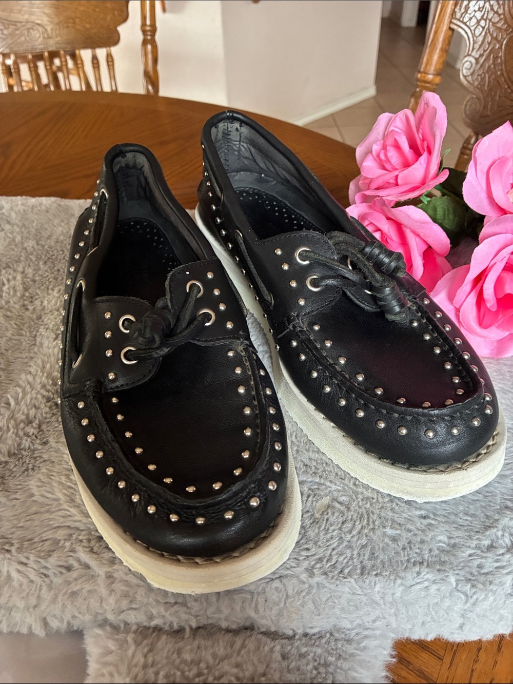 Sperry Black Studded Women’s Boat Shoes